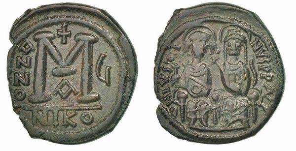 Follis bizantin Iustin al II-lea 569-570 d.Hr